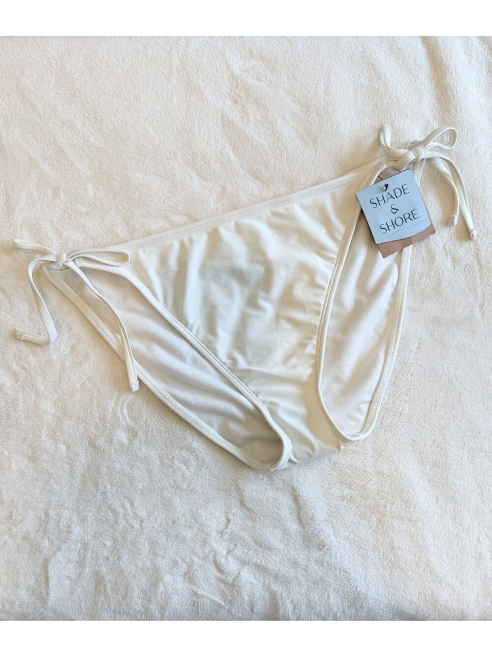 NWT Shade & Shore White Adjustable Side Tie Bikini Bottom - Size: Extra Large